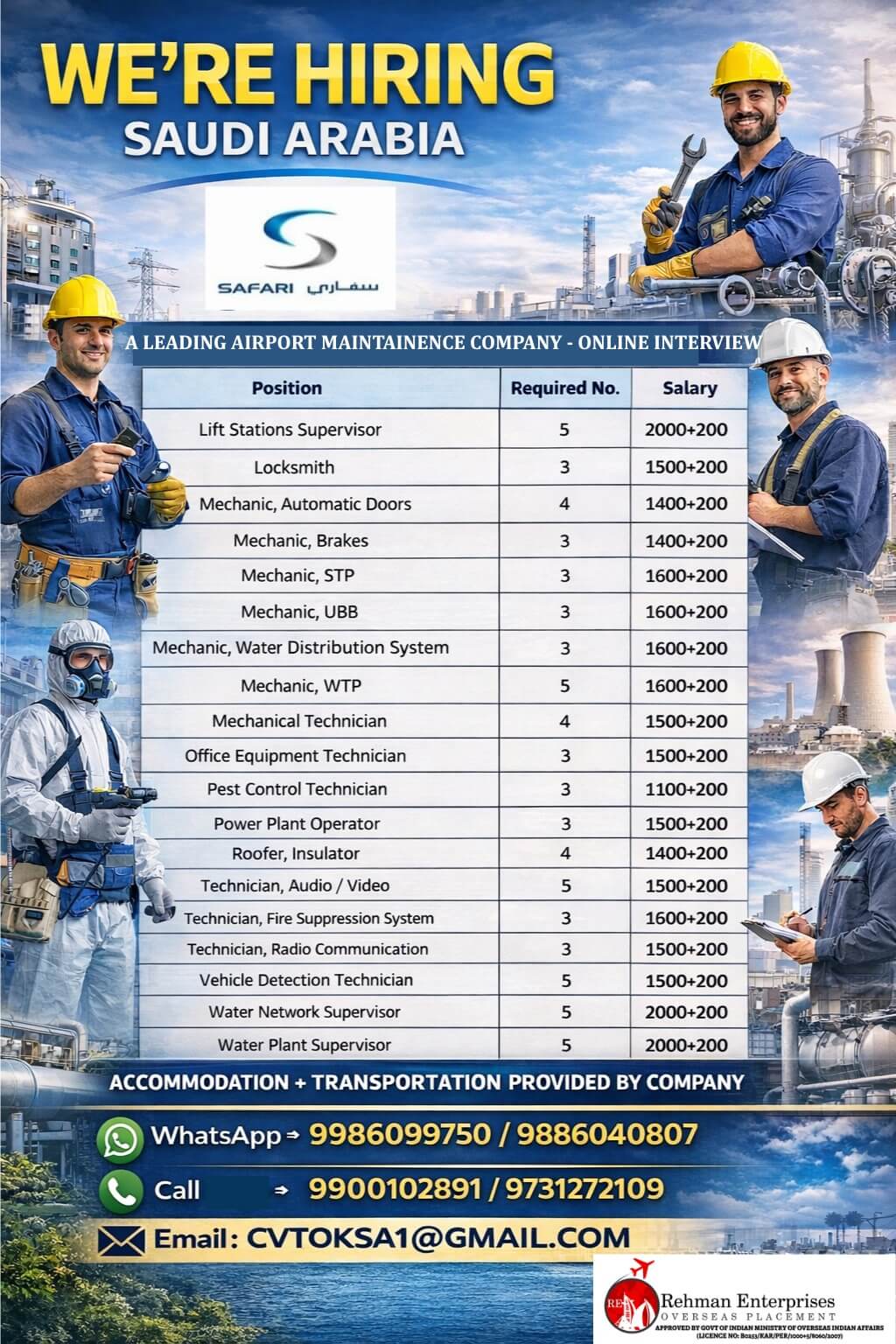 HIRING FOR SAFARI COMPANY IN SAUDI ARABIA