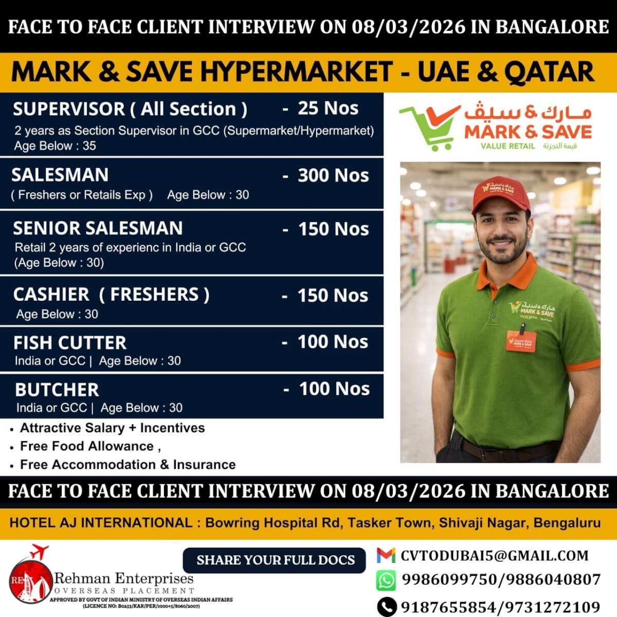 HIRING FOR QATAR AND DUBAI