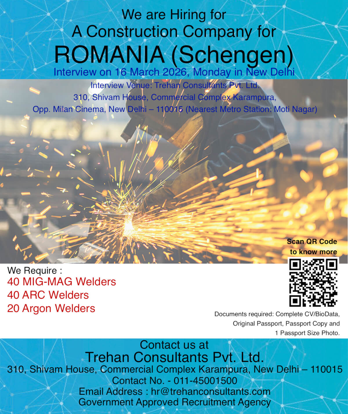Welders required for ROMANIA (Schengen) for A Construction Company - Interview Date 16 March 2026