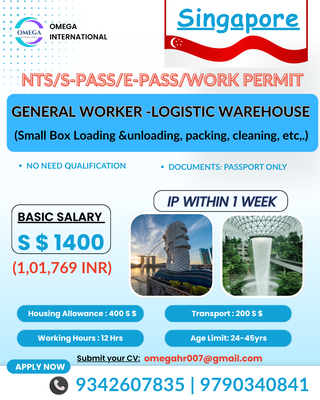 Hiring for SINGAPORE