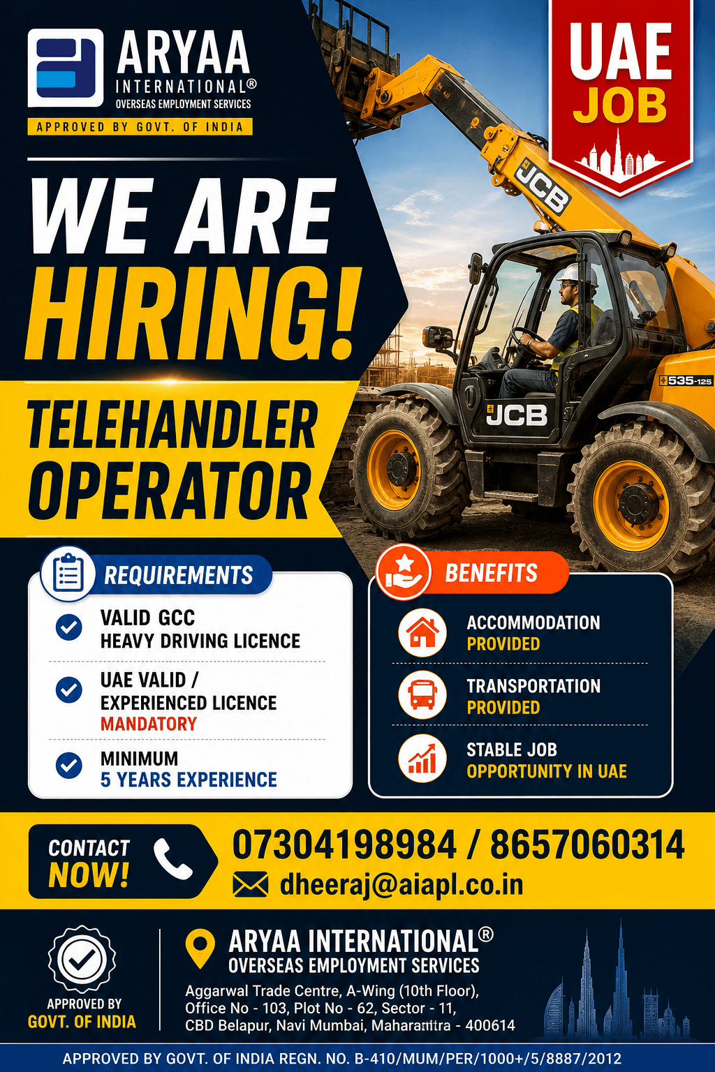 ? WE ARE HIRING – UAE ? TELEHANDLER OPERATOR