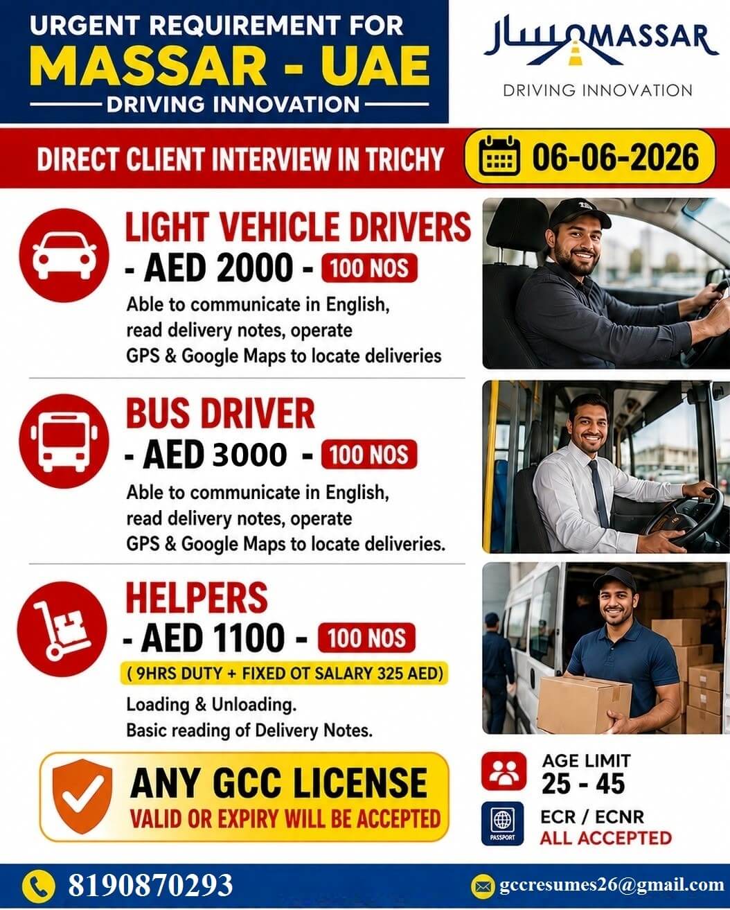 URGENT REQUIREMENT FOR DUBAI