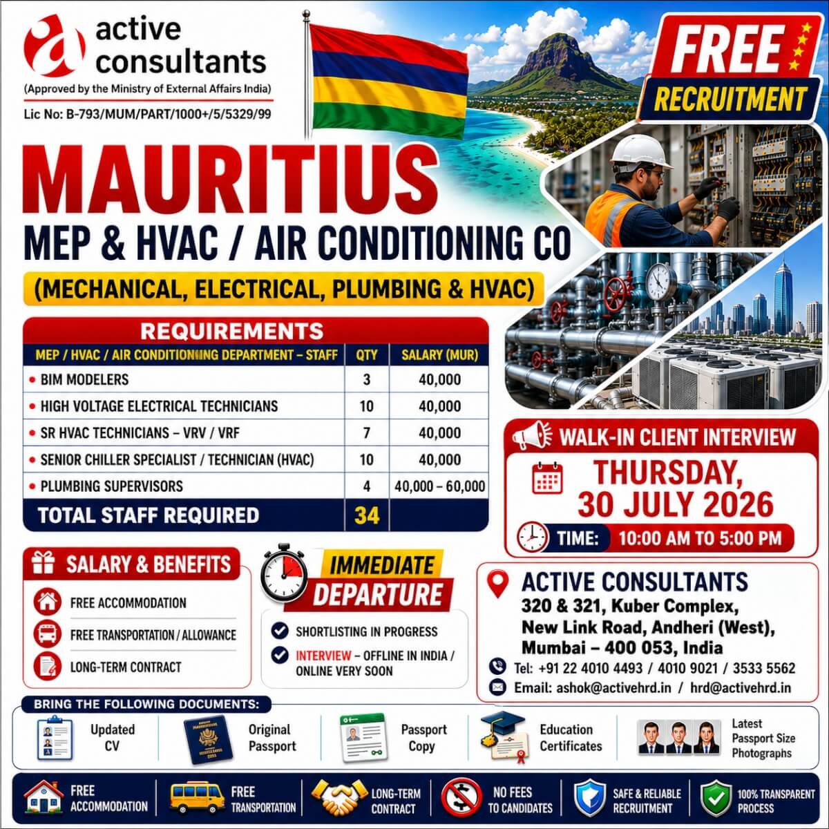 A leading Wood & Furniture Factory in Mauritius is urgently hiring
