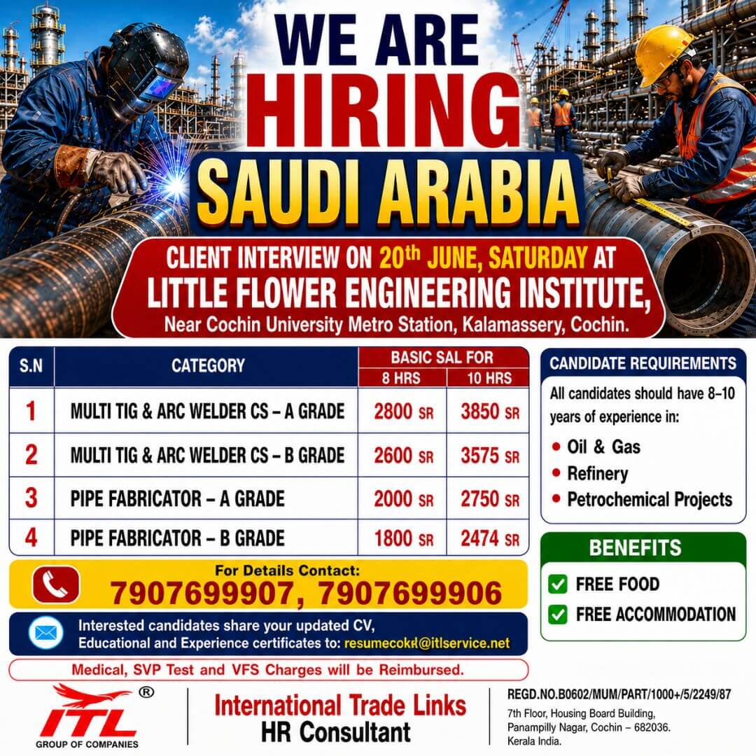 WE ARE HIRING FOR SAUDI ARABIA WE ARE HIRING FOR SAUDI ARABIA