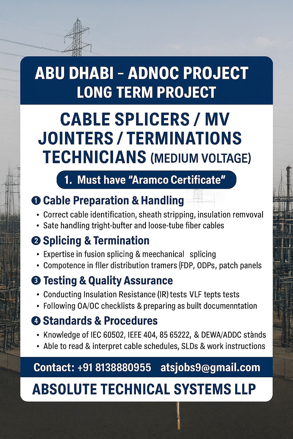 Cable Splicer for Abu Dhabi