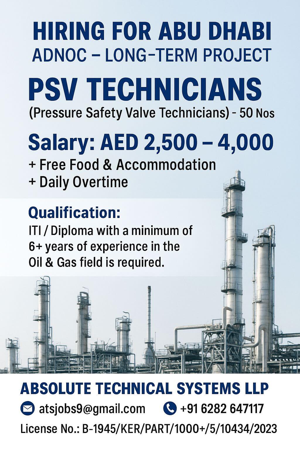 PSV - PRESSURE SAFETY VALVE TECHNCIANS