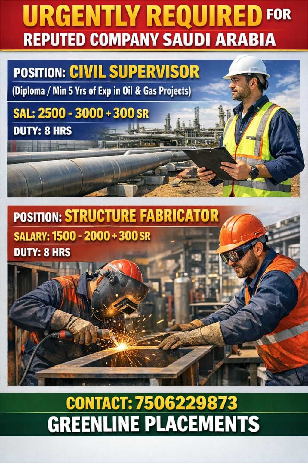 URGENTLY REQUIRED FOR REPUTED CO. KSA