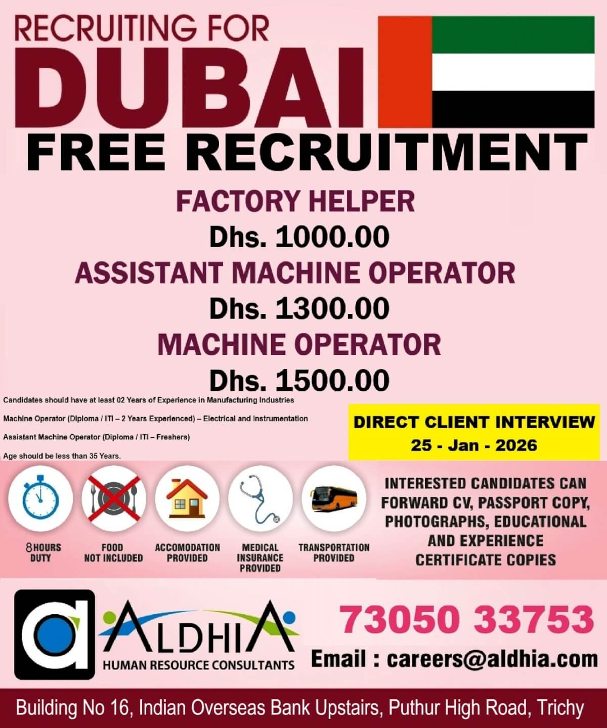 Free Visa / Free Requirement / UAE - Good Salary Package - Online Interview