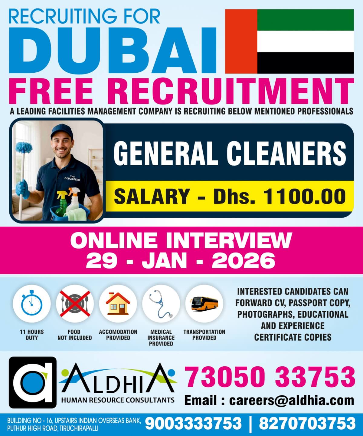 Hiring for Dubai - Immediate visa - +91 73050 33753