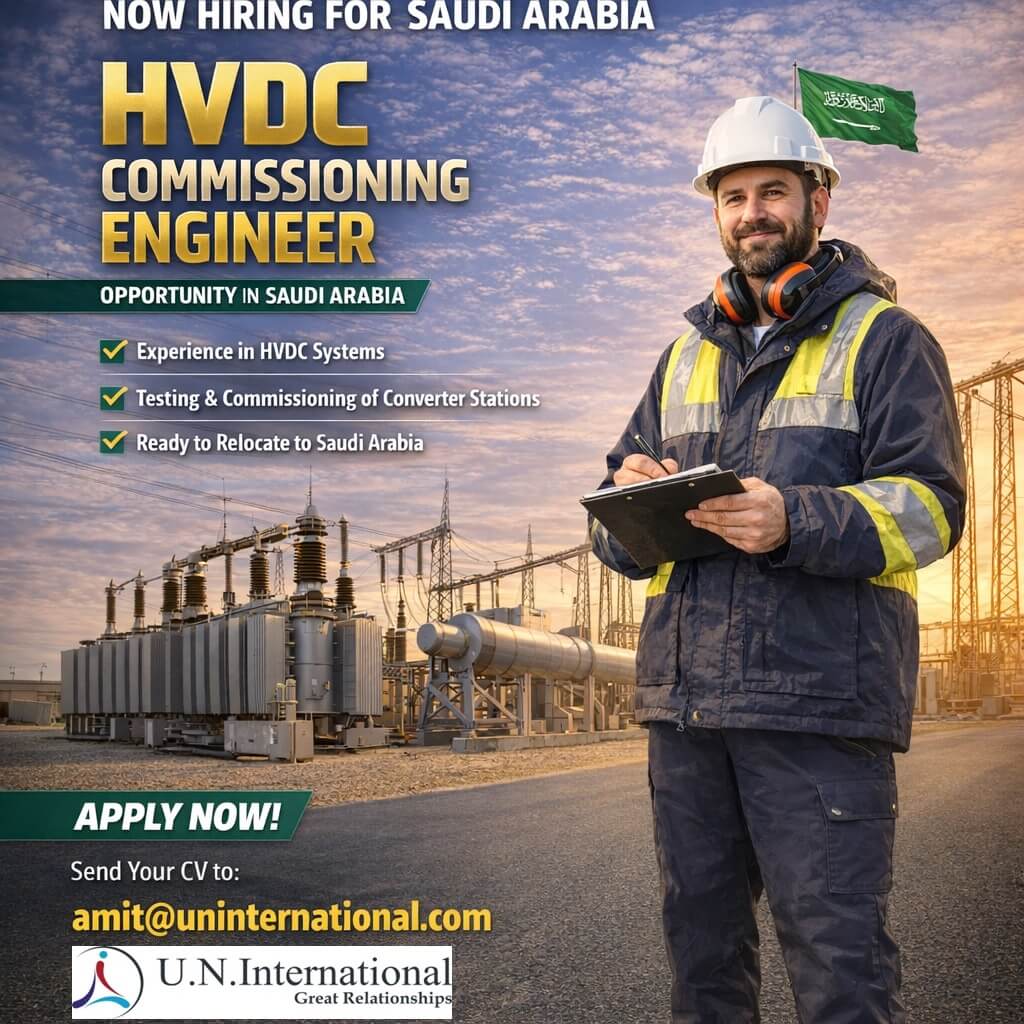 HVDC Commissioning Engineer Hiring Urgently for Saudi Arabia