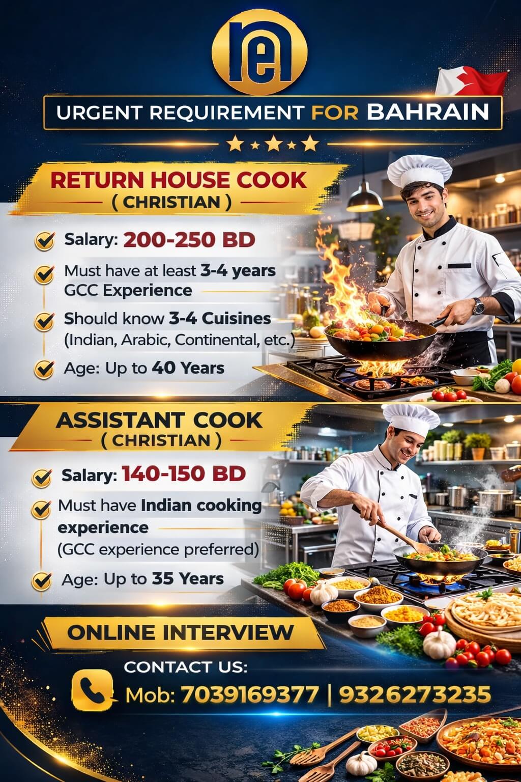 Urgent Requirement for Bahrain Urgent Requirement for Bahrain