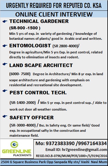 URGENTLY REQUIRED FOR REPUTED CO. KSA