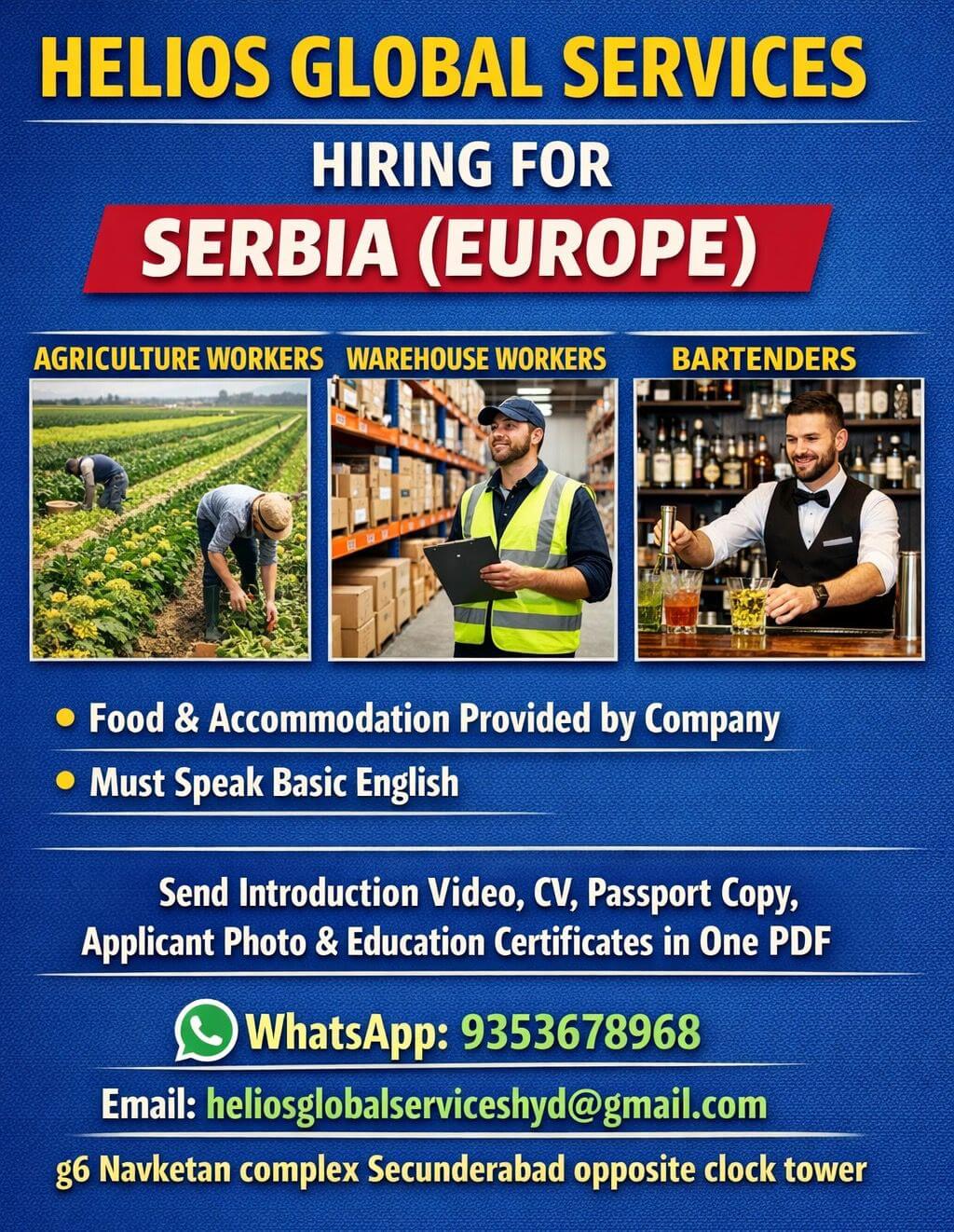 AGRICULTURE WORKERS WAREHOUSE WORKERS  BARTENDERS